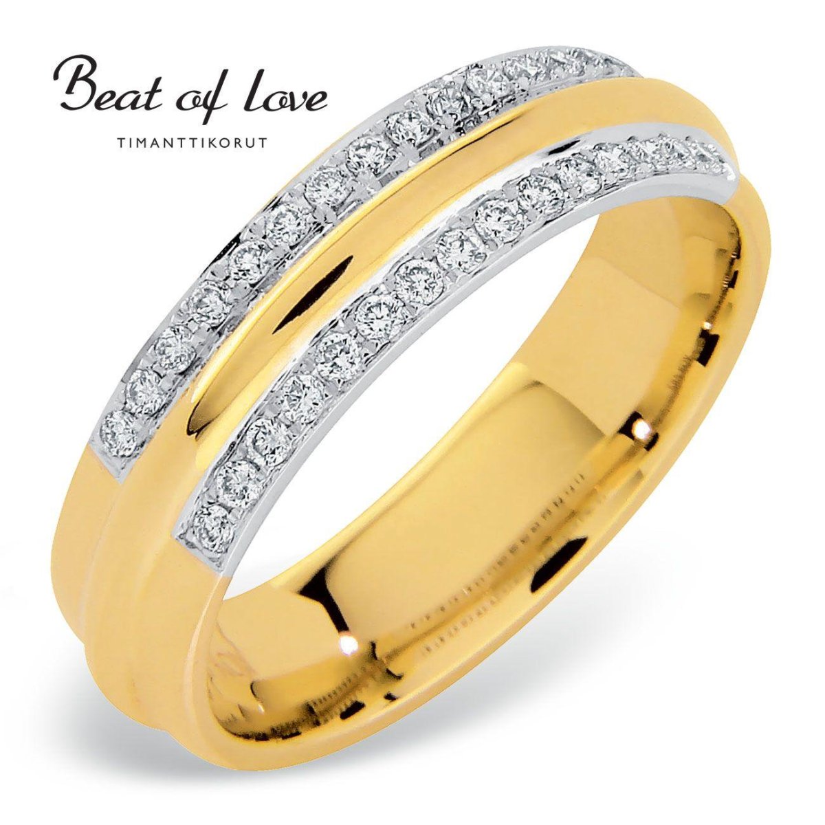 Beat of Love - keltakultainen timanttisormus R-22622D